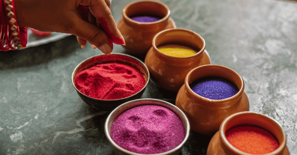 Rangoli colors for diwali decoration 