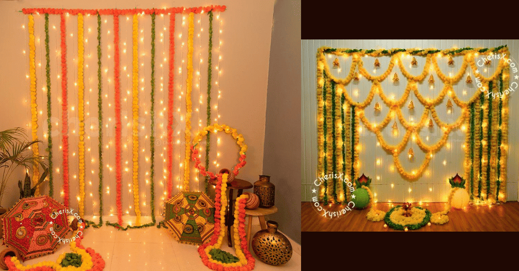 Flower Decoration Ideas For Diwali on wall 