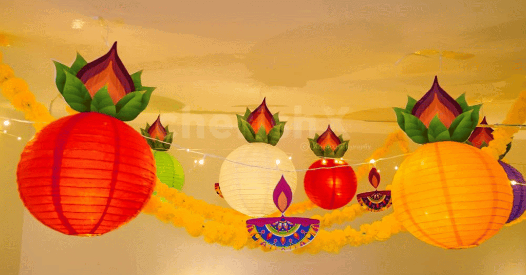red and yellow Paper Lantern Decorations 