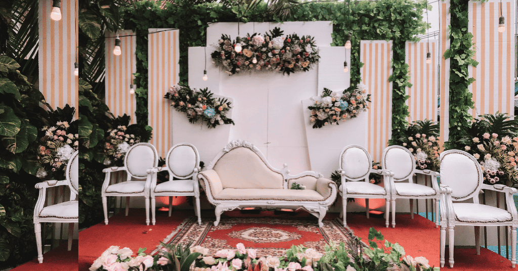 Best Engagement Decoration Ideas With Pastel Flowers of pink, blue, and white color