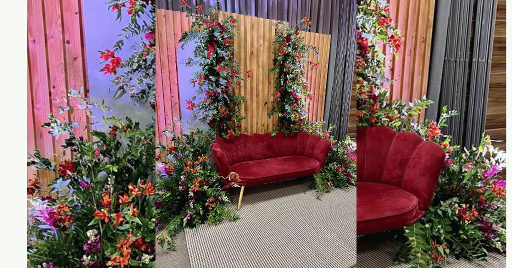 Real Flowers & Lush Green stage Decoration Idea