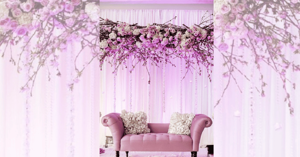 Best Stage Decoration With Shades of Purple & White Flowers 