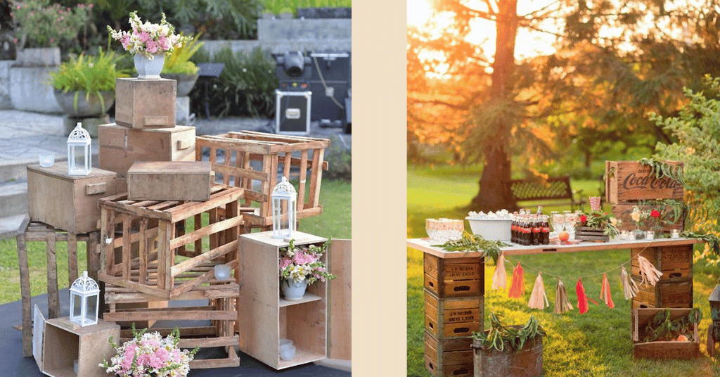 repurposed wooden crates for a simple birthday decorations at home 