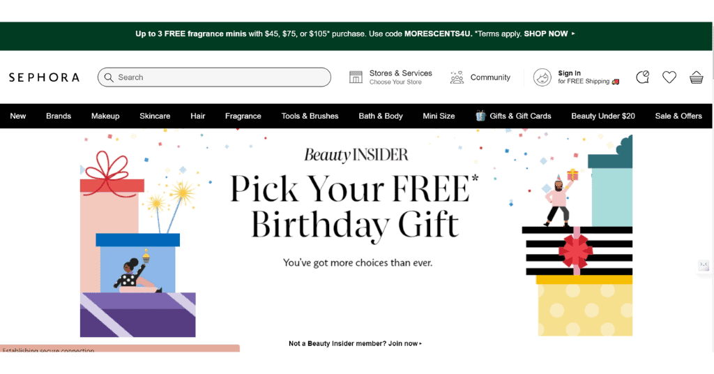 free birthday gift by sephora 