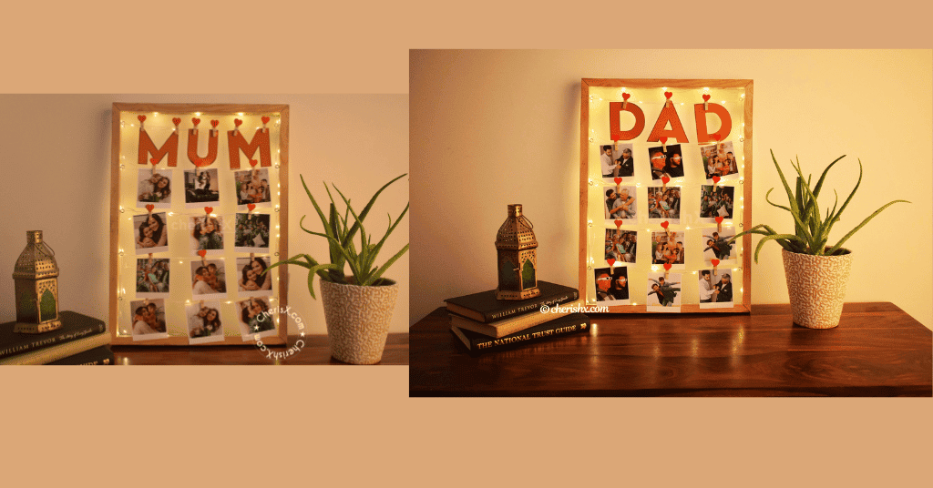 Mum/Dad Memory String with pictures as a great gift for mom and dad