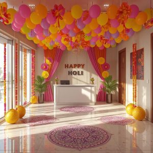 Reception area holi decoration