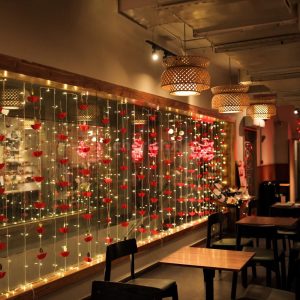LED-string-lights-decoration-at-office-area 